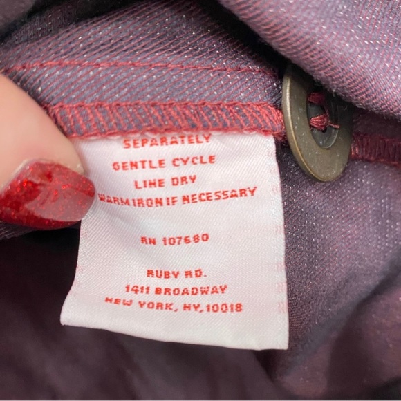 Ruby Rd Metallic NWOT Cranberry Red Button Front Jacket Drawstring Waist Size 16 - Picture 10 of 10